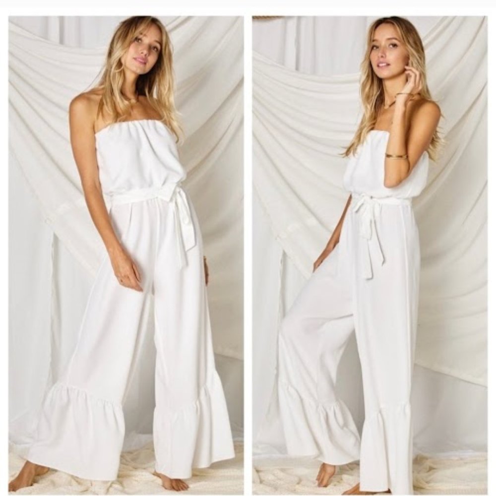 Elegant White Strapless Jumpsuit